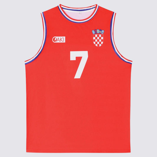 Toni Kukoc Croatia National Team Red Basketball Jersey