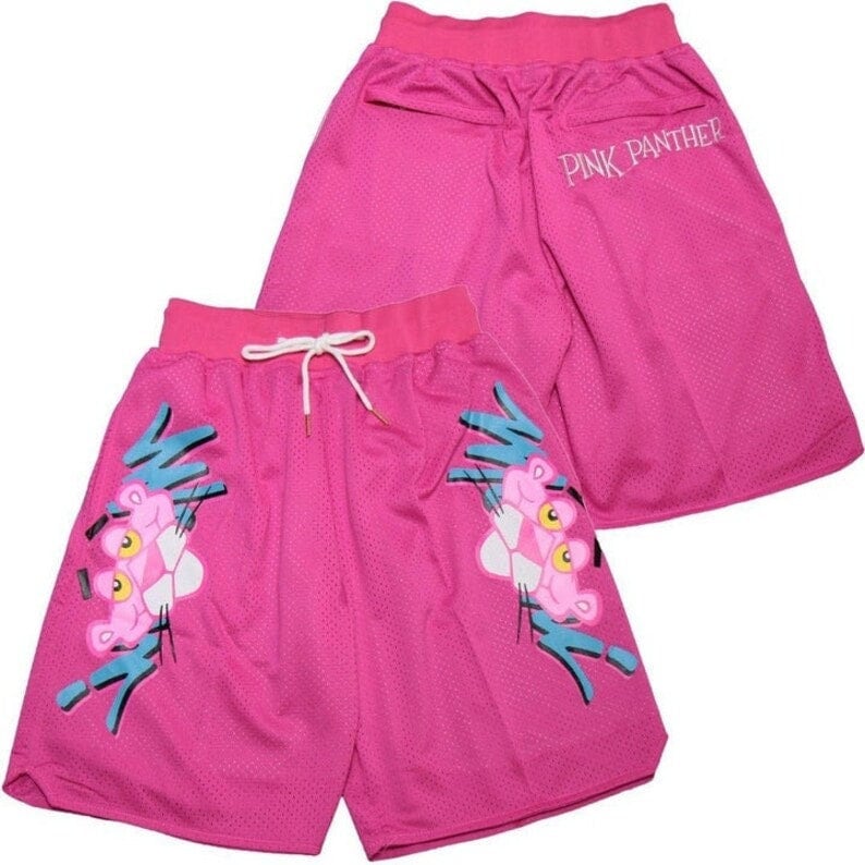 Pink Panther Miami Themed Pink Basketball Shorts Unisex