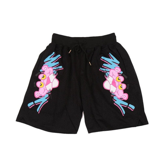 Pink Panther Miami Themed Black Basketball Shorts Unisex