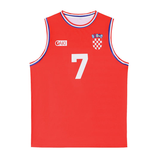 Toni Kukoc Croatia National Team Red Basketball Jersey